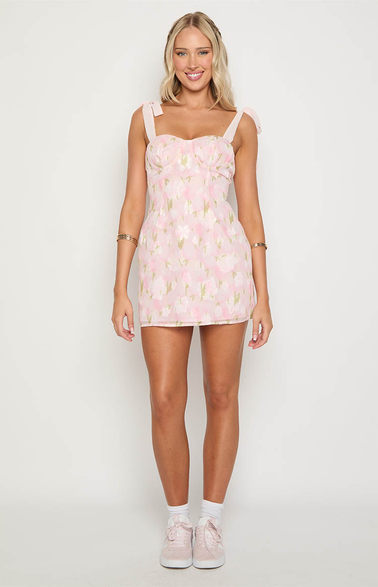 Bambi Pink Floral Mini Dress — 3
