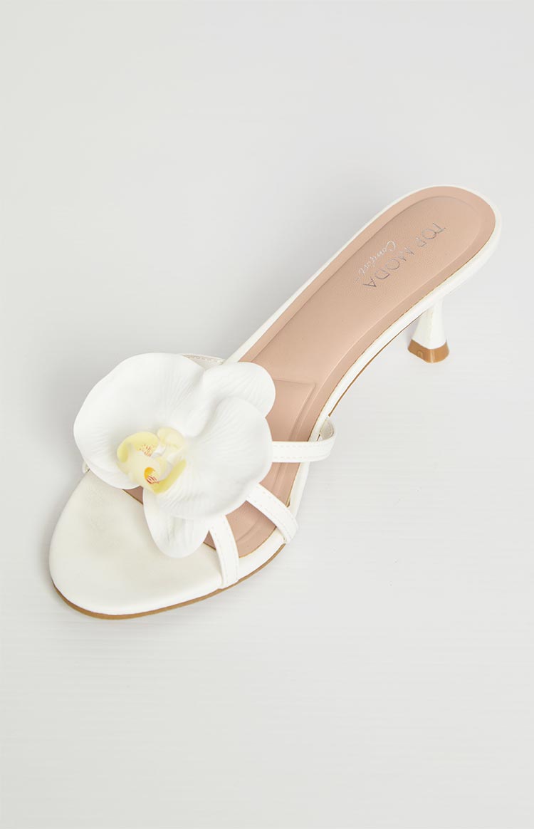 In Bloom White Floral Kitten Heels — 2