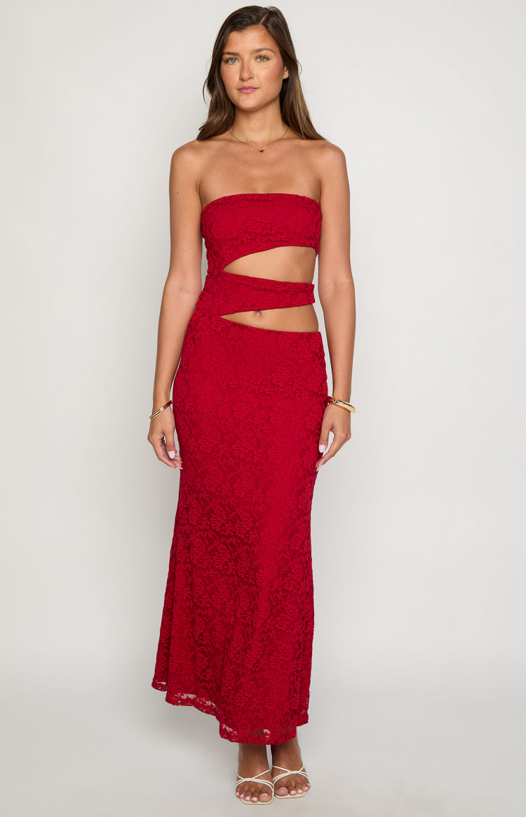 Rae Red Strapless Maxi Dress — 1