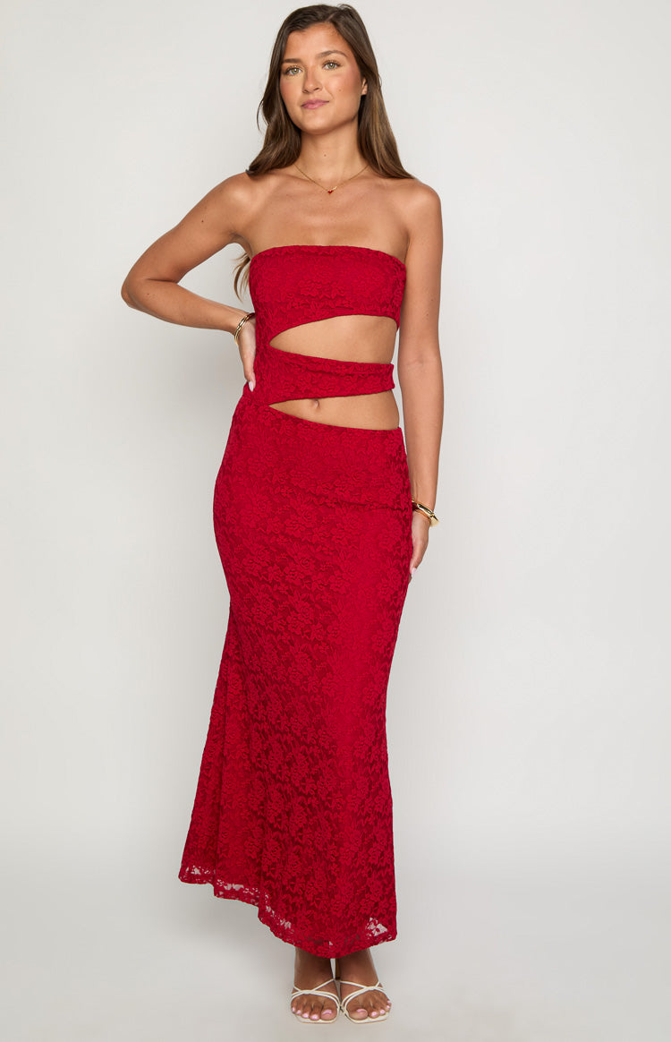 Rae Red Strapless Maxi Dress — 3