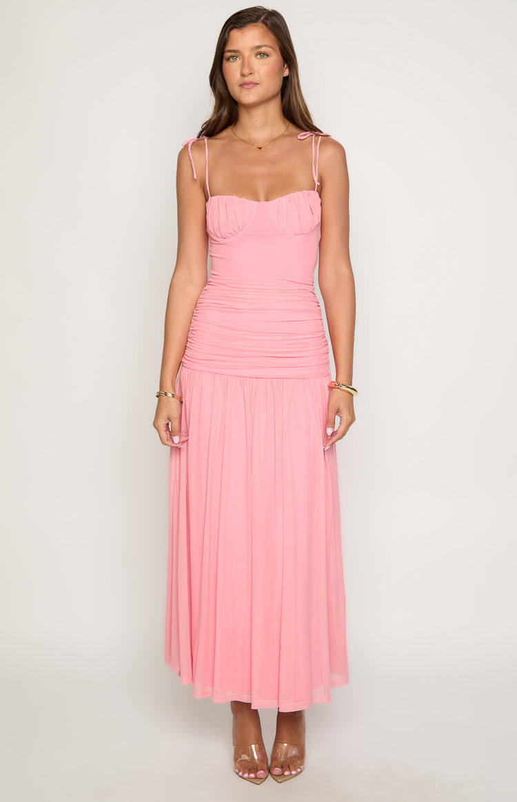 Clare Pink Ruched Maxi Dress — 1