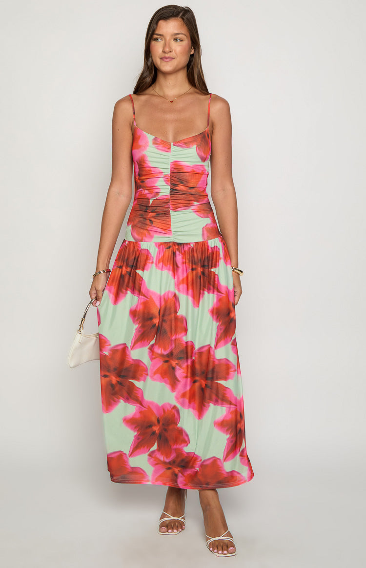 Lilliana Green Floral Print Maxi Dress — 3