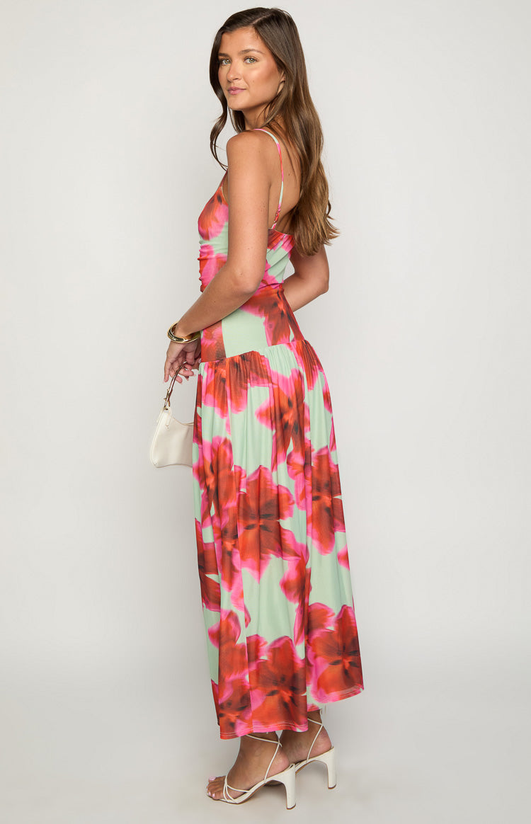 Lilliana Green Floral Print Maxi Dress — 5
