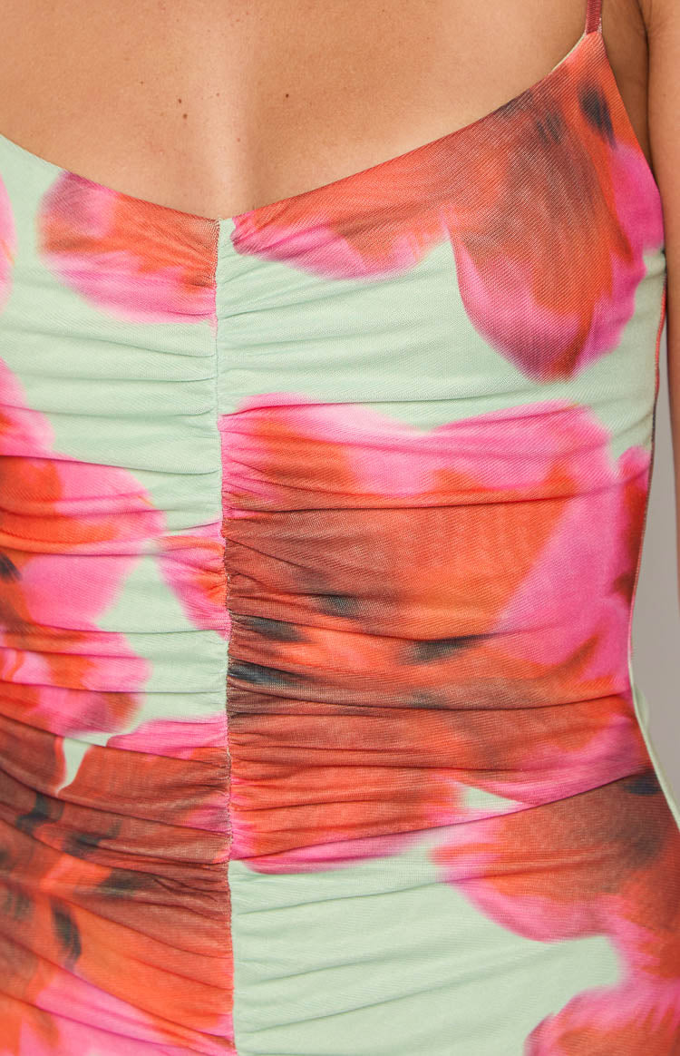 Lilliana Green Floral Print Maxi Dress — 6