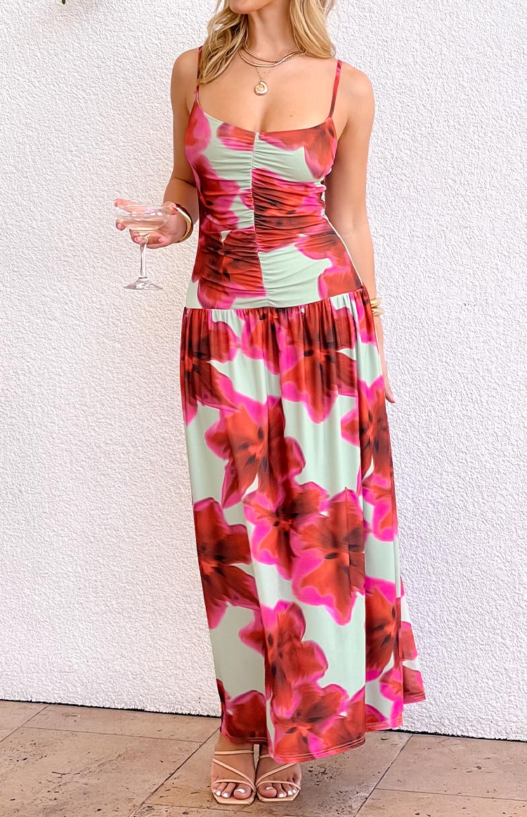 Lilliana Green Floral Print Maxi Dress — 7