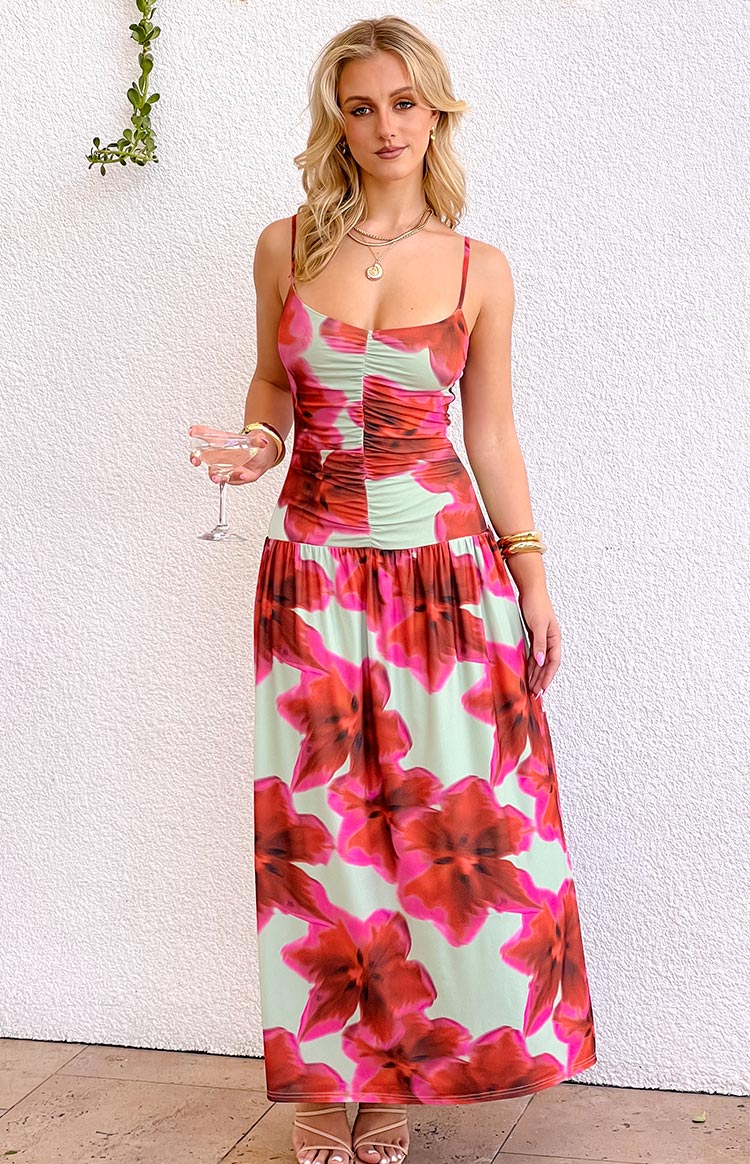 Lilliana Green Floral Print Maxi Dress — 8