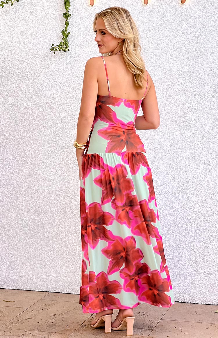 Lilliana Green Floral Print Maxi Dress — 9