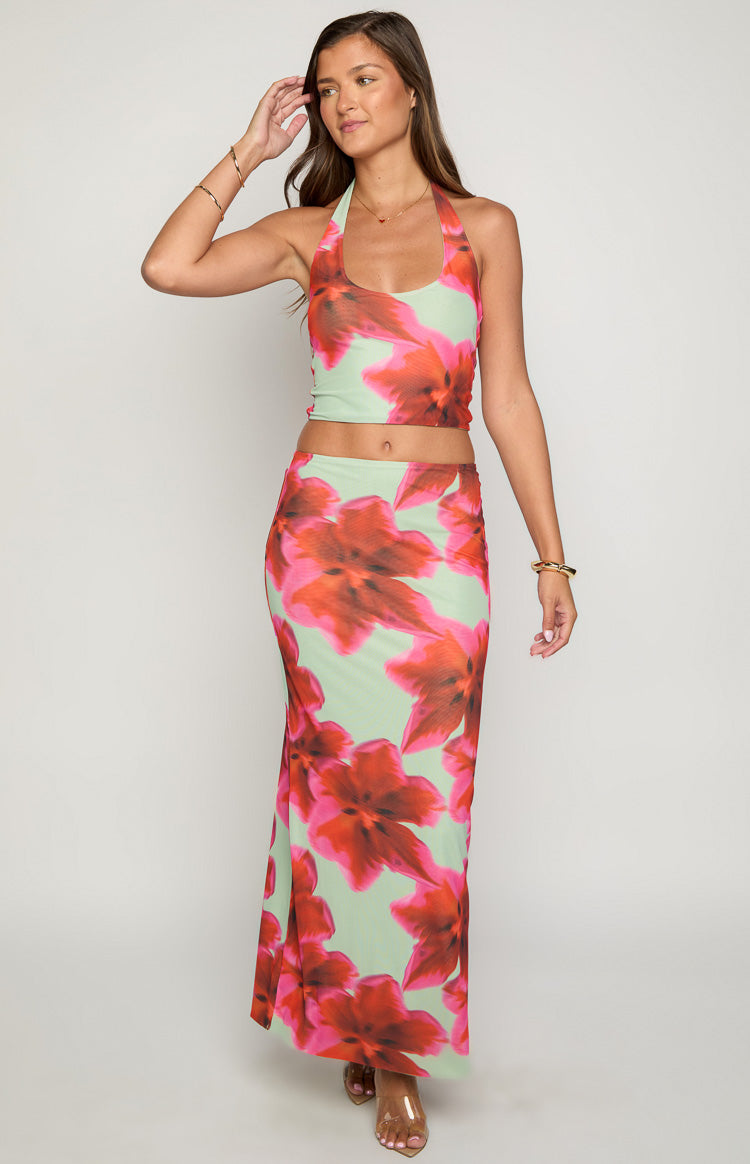 Elsa Green Floral Maxi Skirt — 4