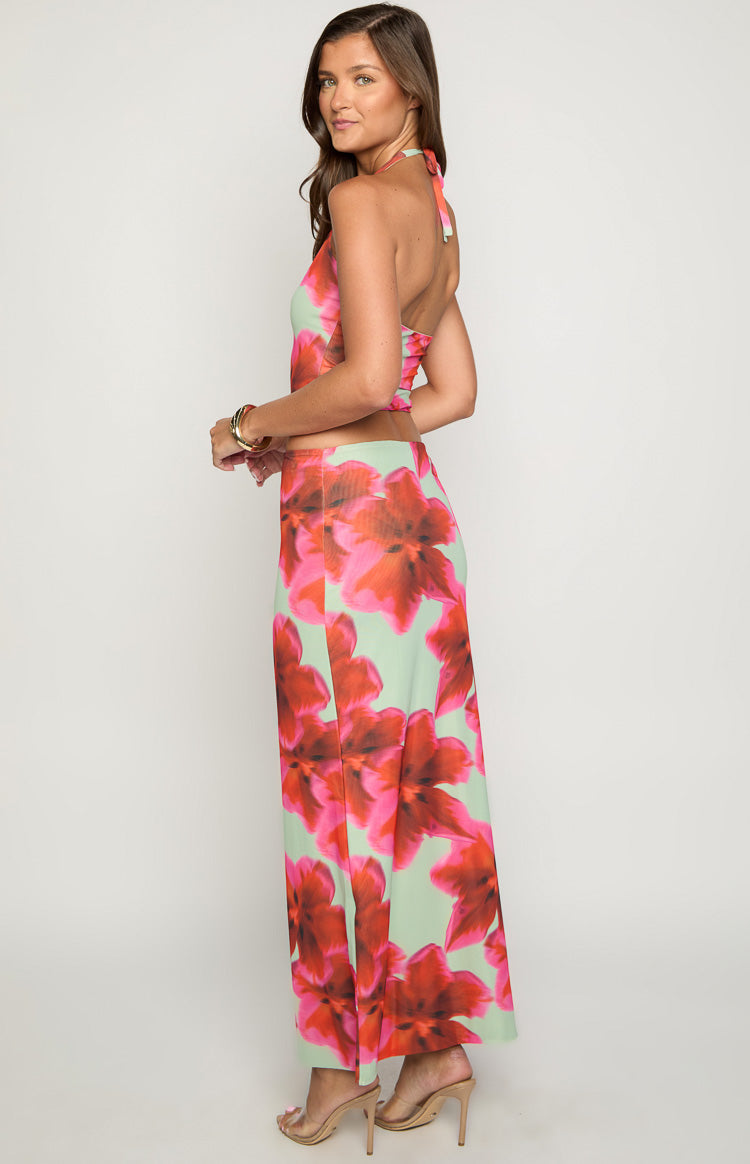 Elsa Green Floral Maxi Skirt — 5