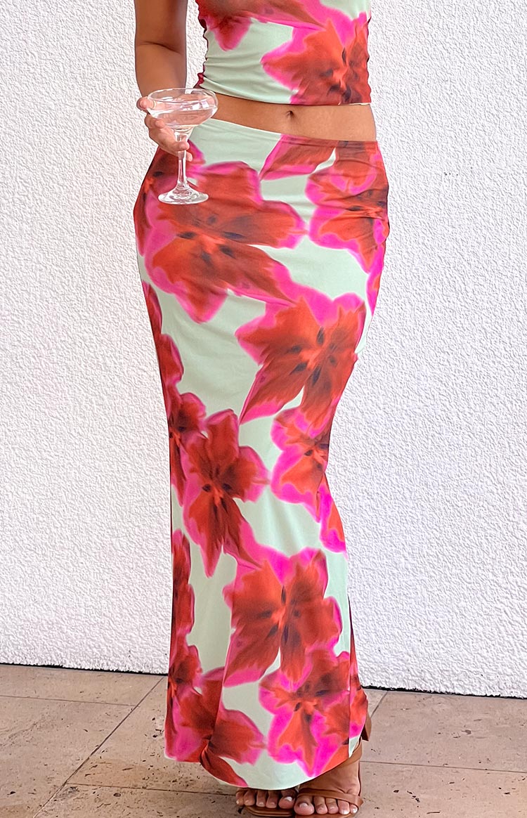 Elsa Green Floral Maxi Skirt — 8