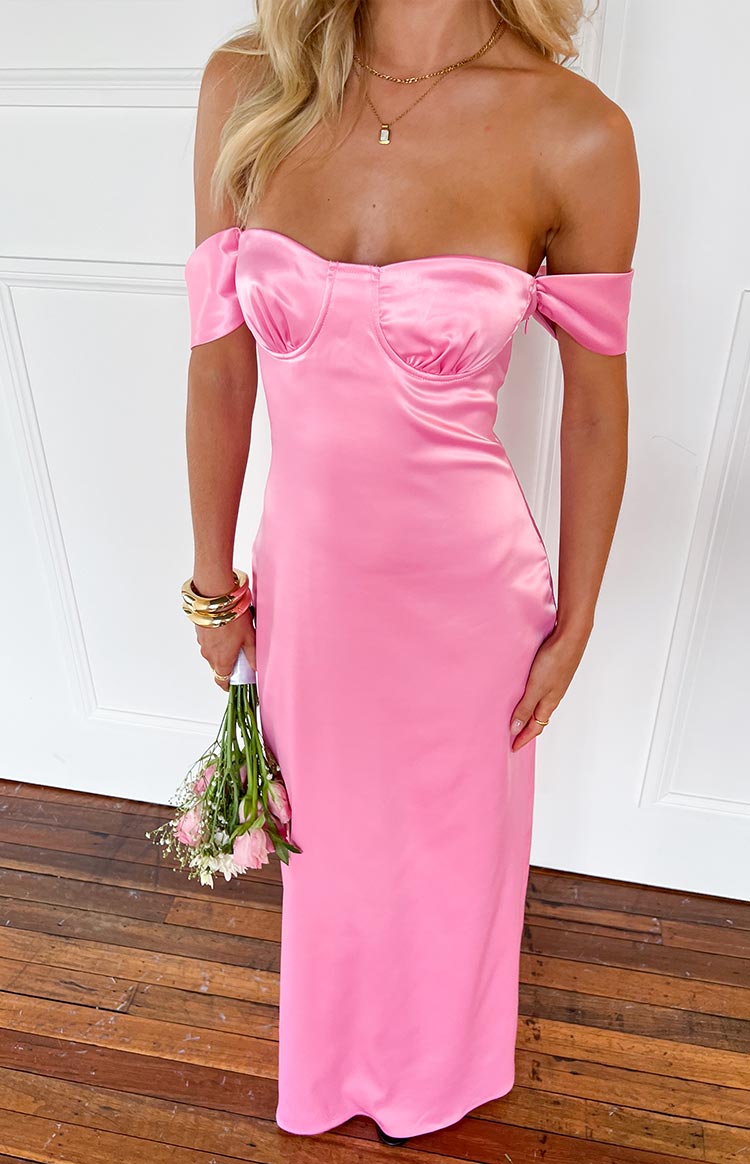 Naveah Pink Off Shoulder Maxi Dress — 6