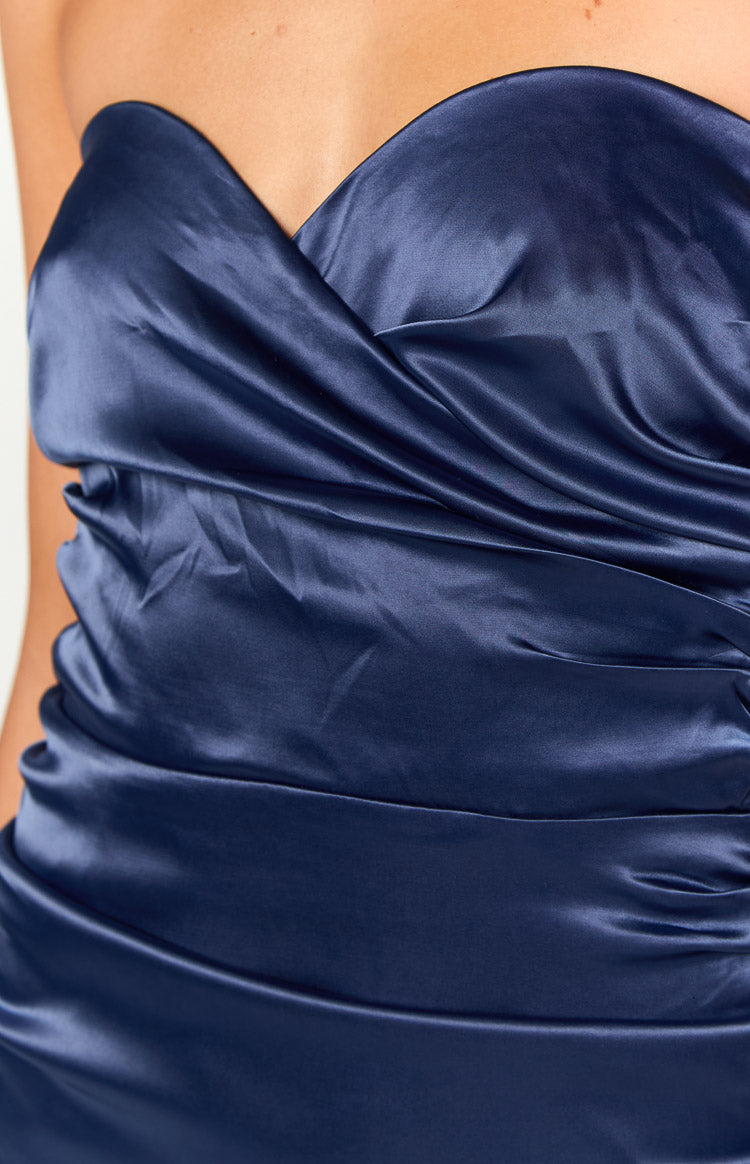 Venbee Navy Strapless Ruched Mini Dress — 11