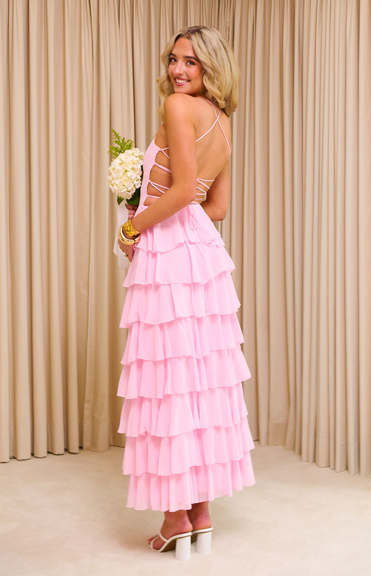 Georgie Pink Ruffle Maxi Dress — 3