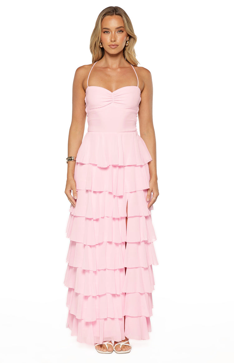 Georgie Pink Ruffle Maxi Dress — 5