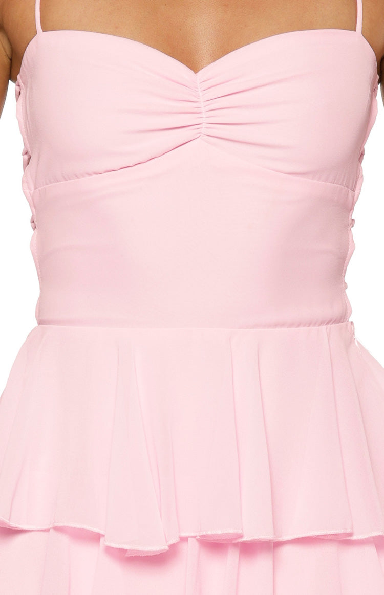Georgie Pink Ruffle Maxi Dress — 8