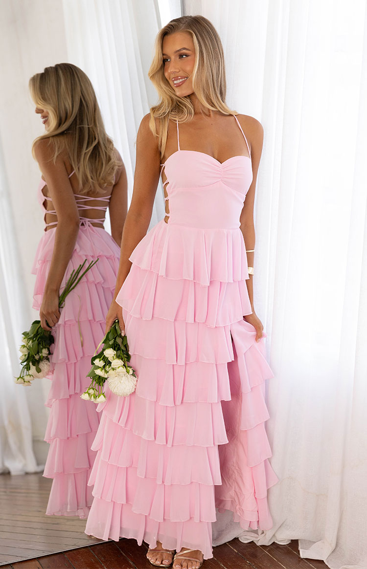 Georgie Pink Ruffle Maxi Dress — 9