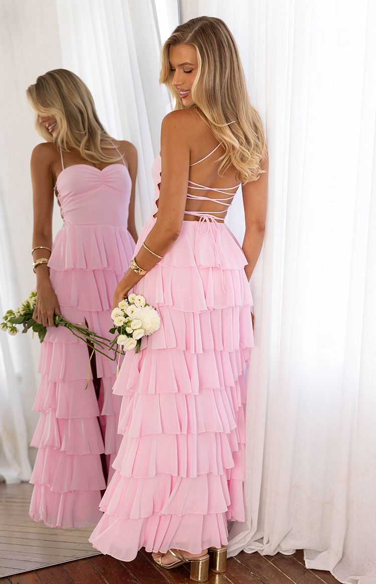 Georgie Pink Ruffle Maxi Dress — 10