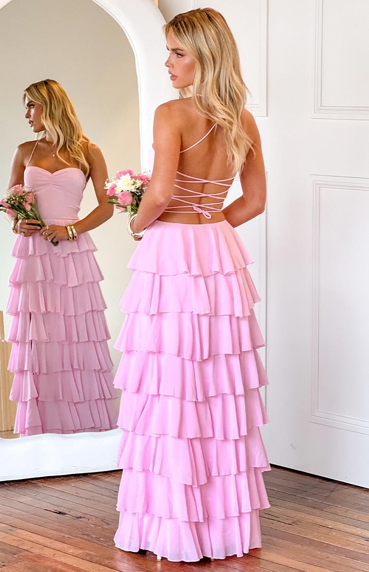Georgie Pink Ruffle Maxi Dress — 13