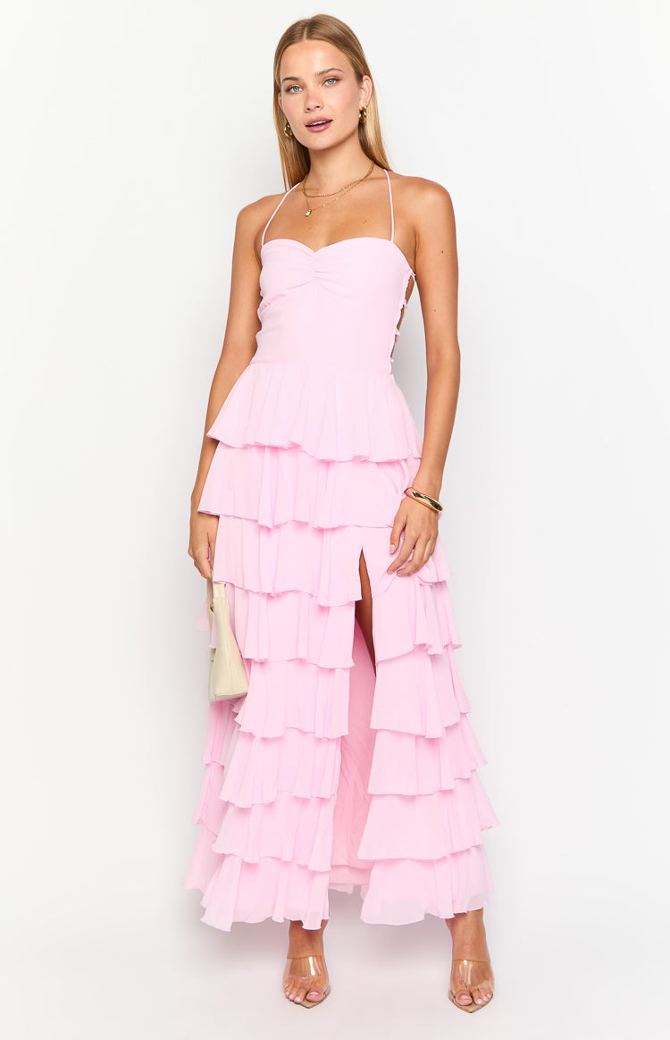 Georgie Pink Ruffle Maxi Dress — 14