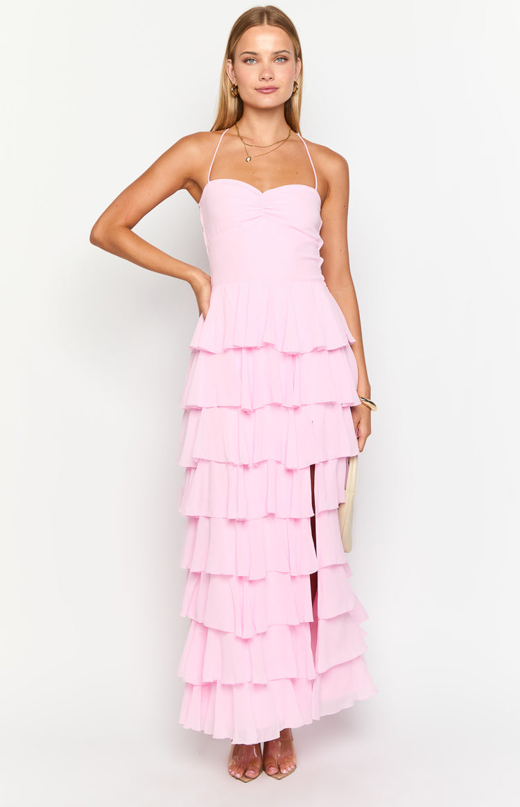 Georgie Pink Ruffle Maxi Dress — 15