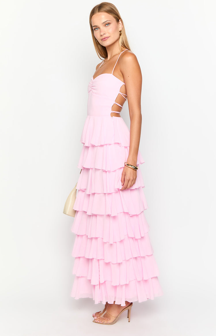 Georgie Pink Ruffle Maxi Dress — 16
