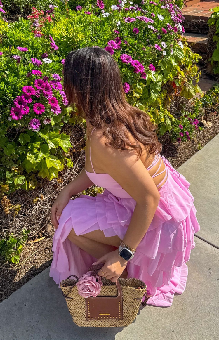 Georgie Pink Ruffle Maxi Dress — 22