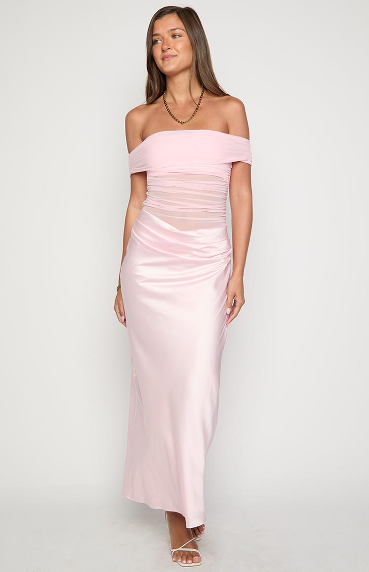 Jamilla Pink Off Shoulder Formal Maxi Dress — 8