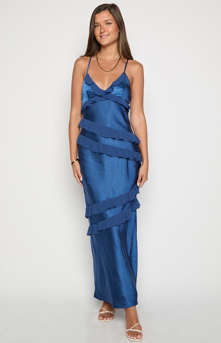 Inara Navy Ruffle Maxi Dress — 8