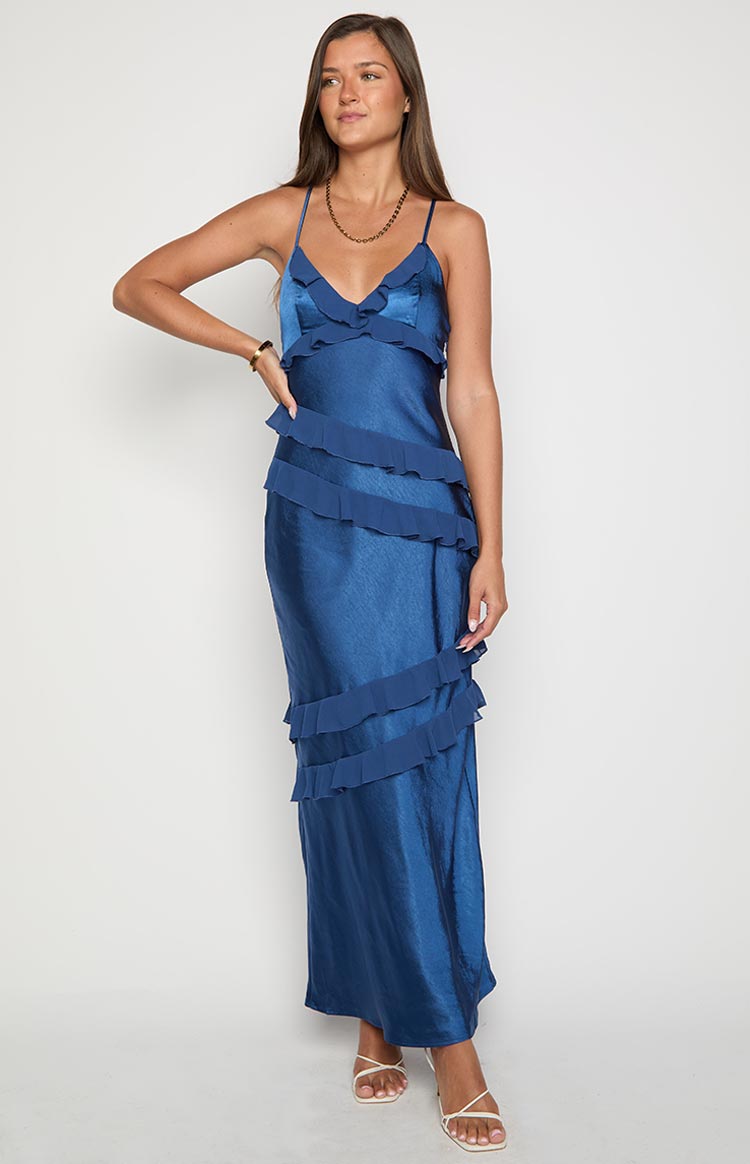 Inara Navy Ruffle Maxi Dress — 9