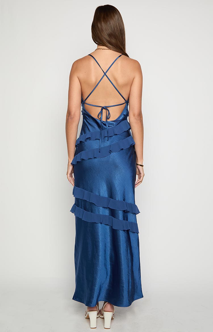 Inara Navy Ruffle Maxi Dress — 10