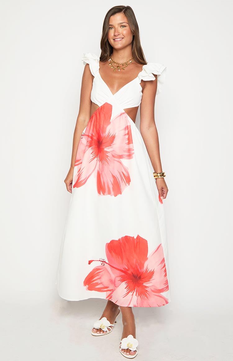 Kaden White Floral Print Maxi Dress — 2