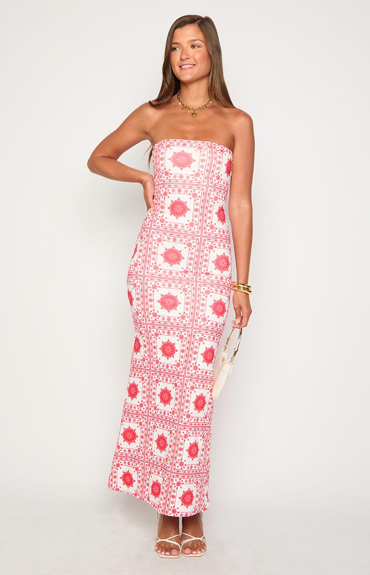 Arizona Red Tile Print Maxi Dress — 3
