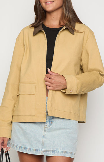 Jemma Cream Contrast Canvas Jacket — 1