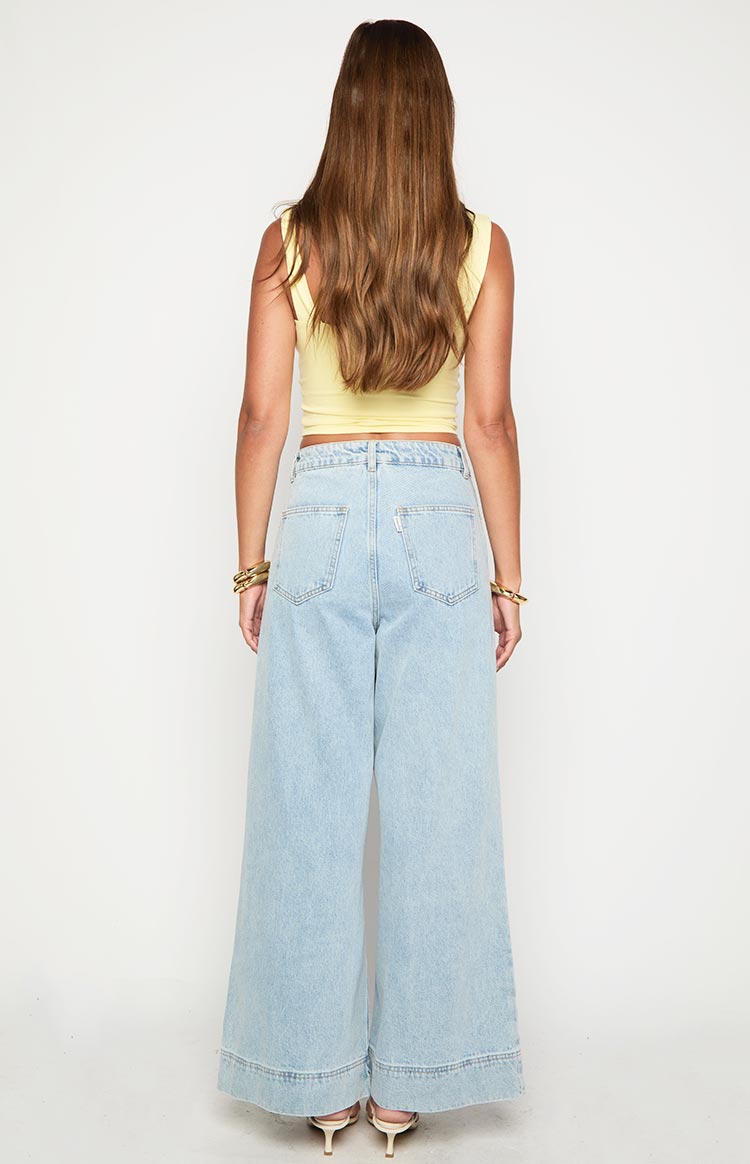 Khali Light Wash Denim Wide Leg Jeans — 5
