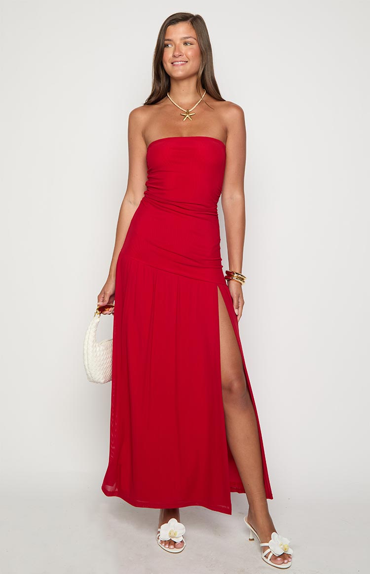 Morrigan Red Strapless Maxi Dress — 2