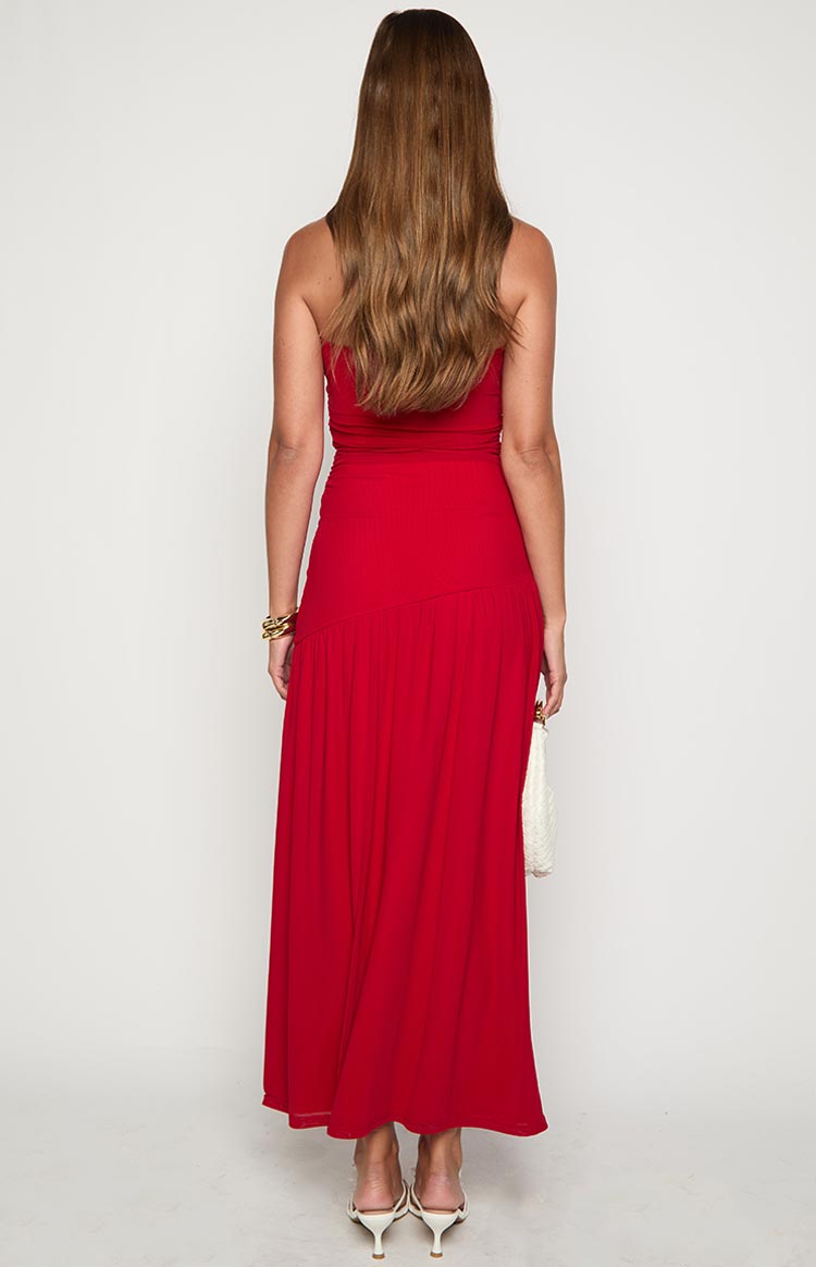 Morrigan Red Strapless Maxi Dress — 5