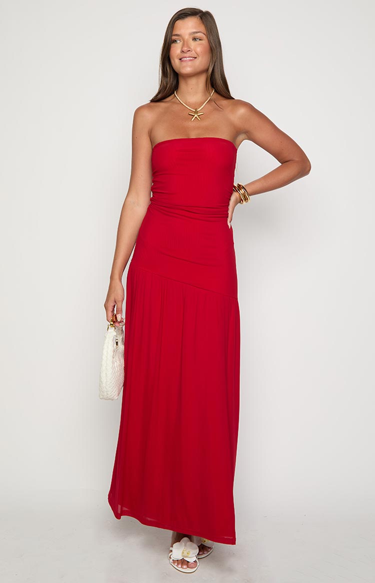 Morrigan Red Strapless Maxi Dress — 3