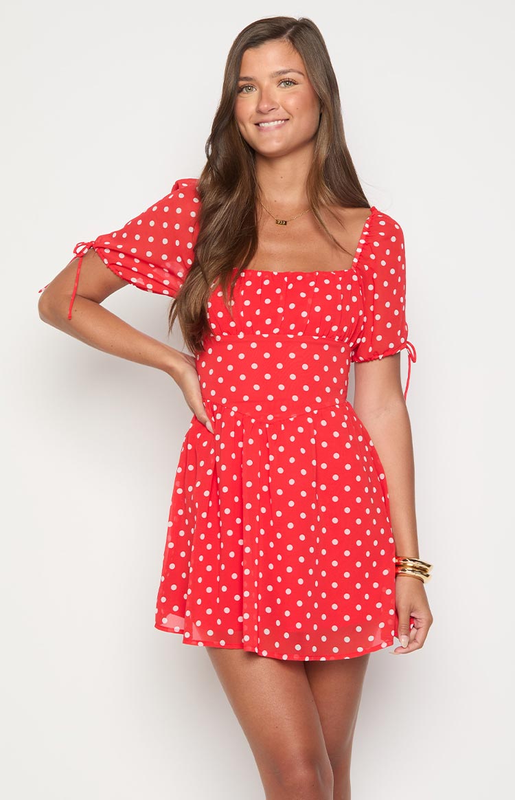 Danyal Red Polka Dot Mini Dress — 2