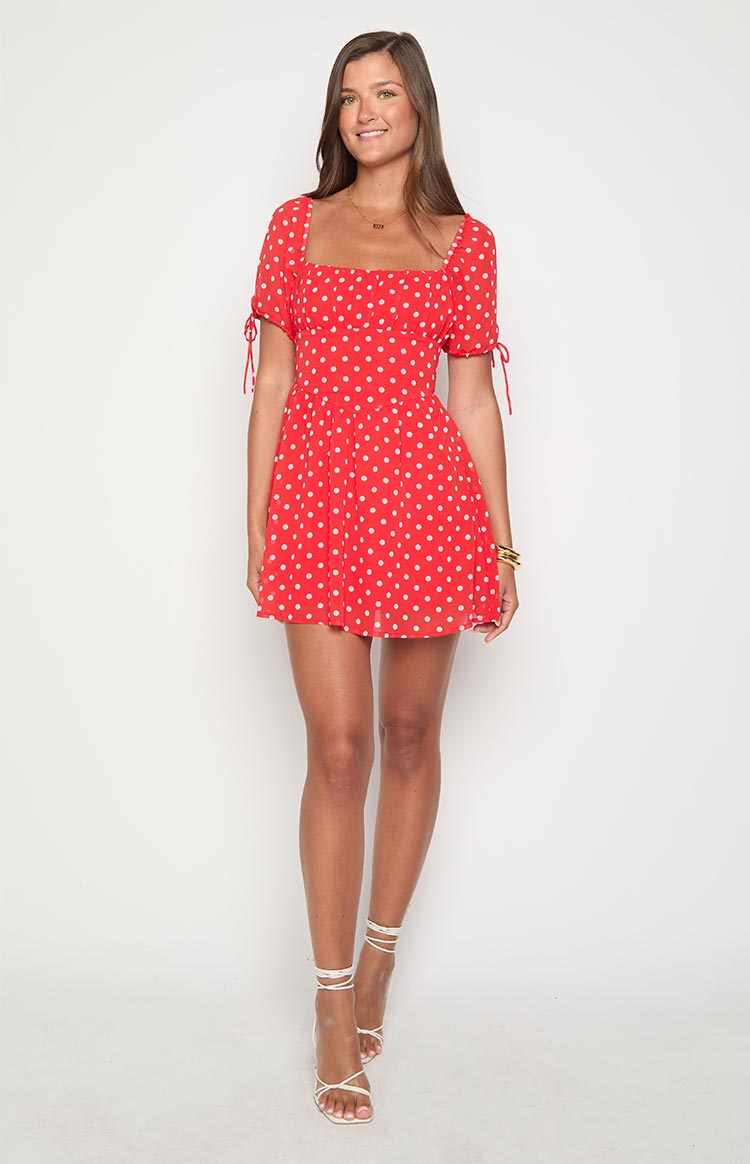 Danyal Red Polka Dot Mini Dress — 3