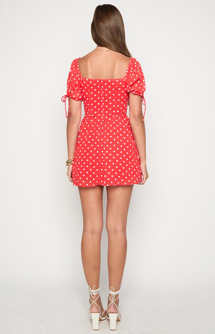 Danyal Red Polka Dot Mini Dress — 4