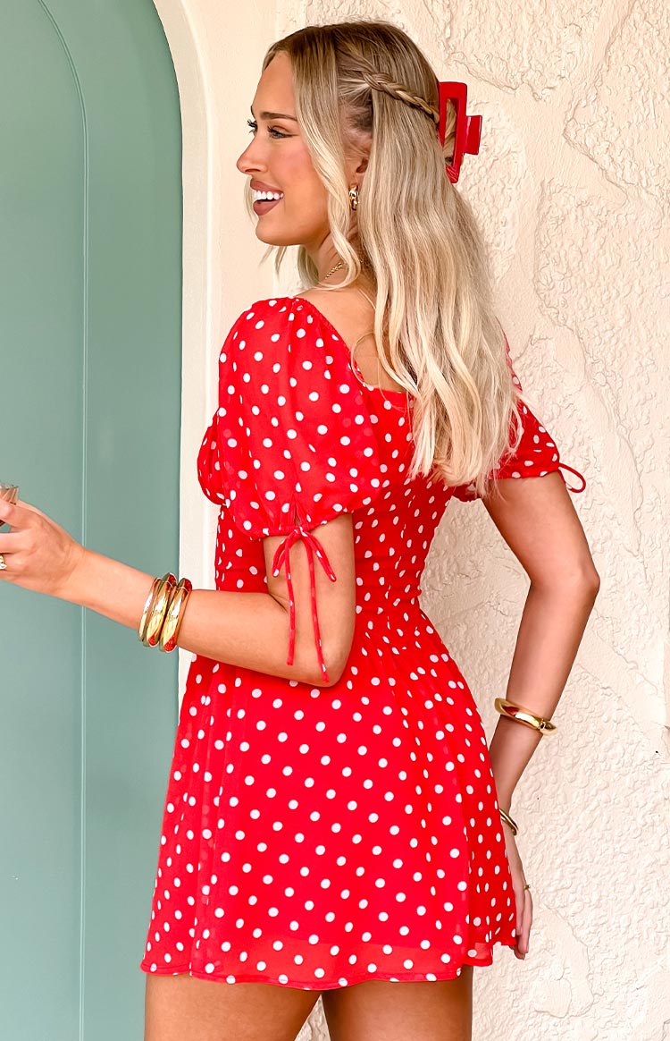 Danyal Red Polka Dot Mini Dress — 8
