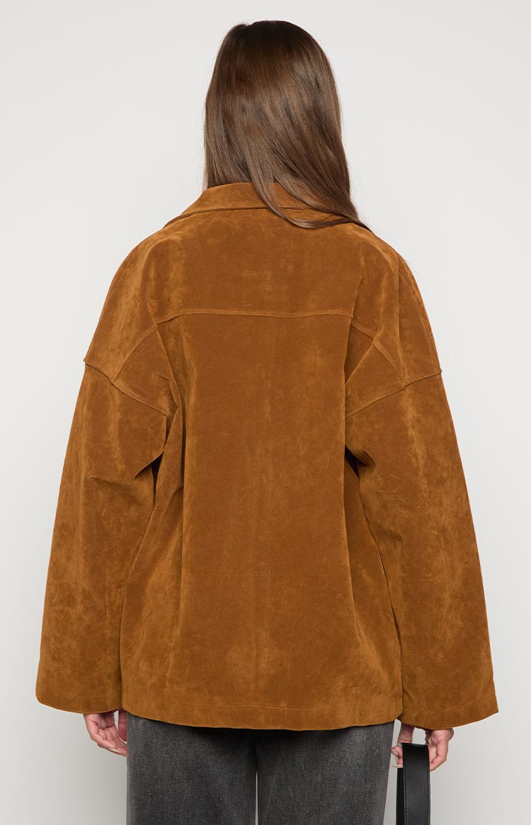 Suki Tan Suede Oversized Jacket — 6