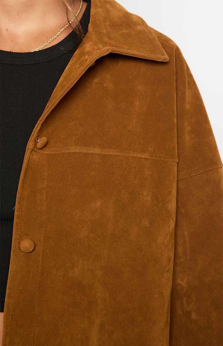 Suki Tan Suede Oversized Jacket — 7