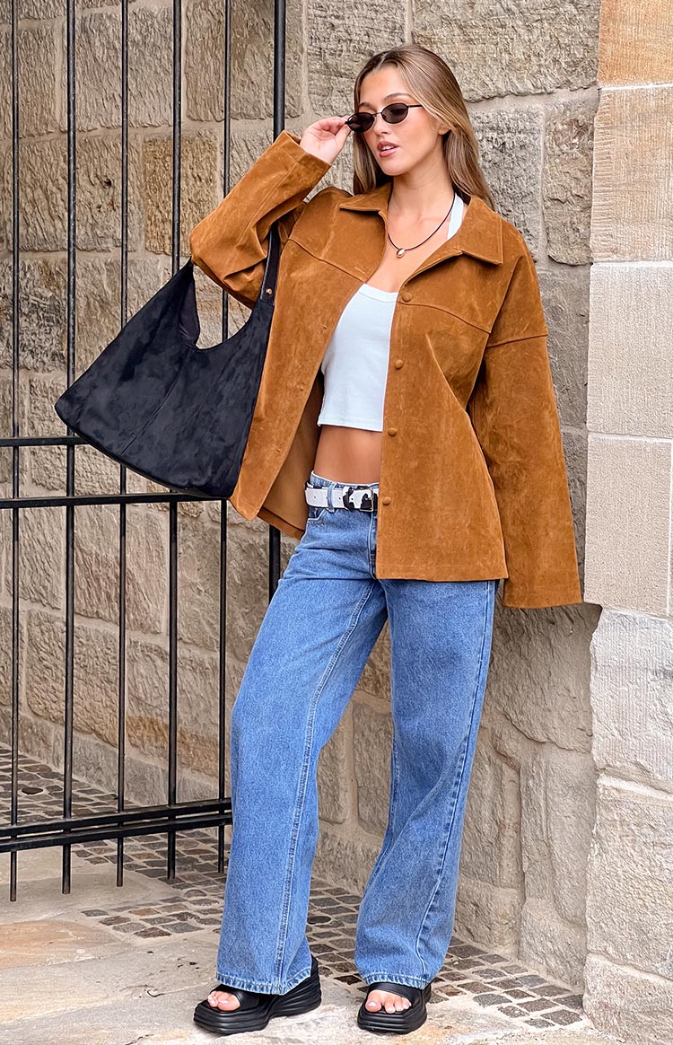 Suki Tan Suede Oversized Jacket — 9