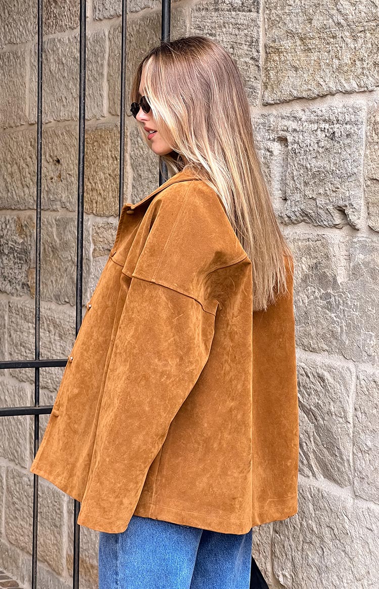 Suki Tan Suede Oversized Jacket — 11