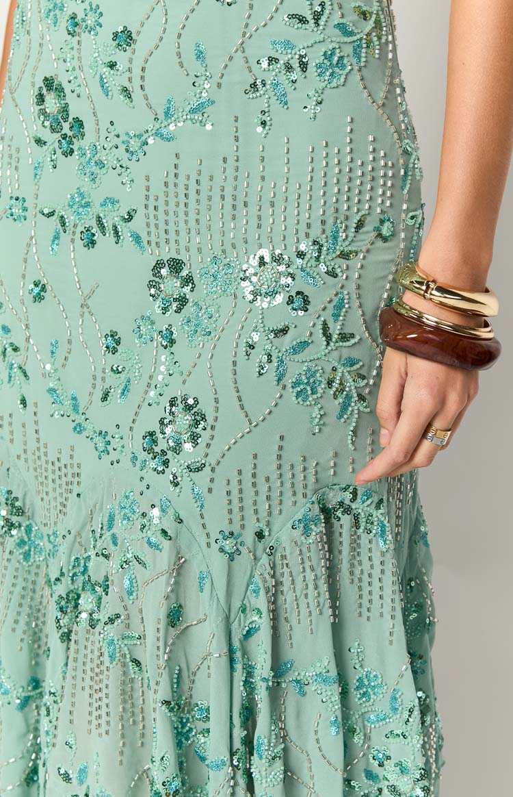 Another World Teal Sequin Midi Dress — 6