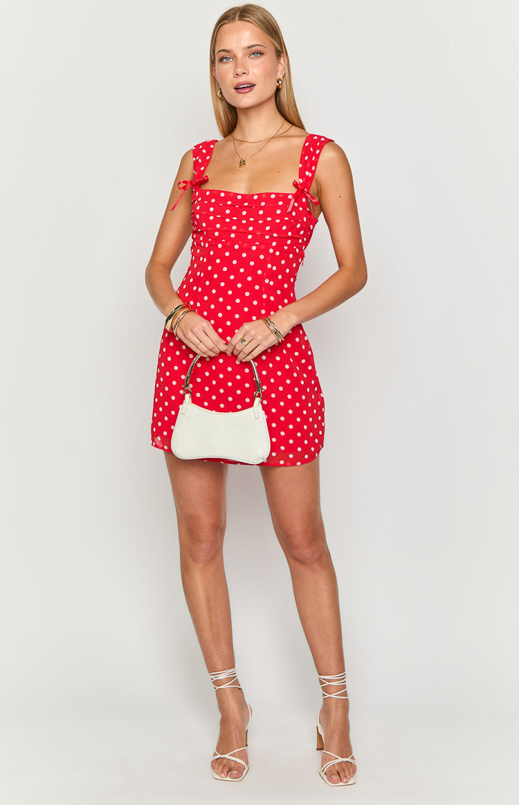 Layla Red Polka Dot Tie Back Mini Dress — 3