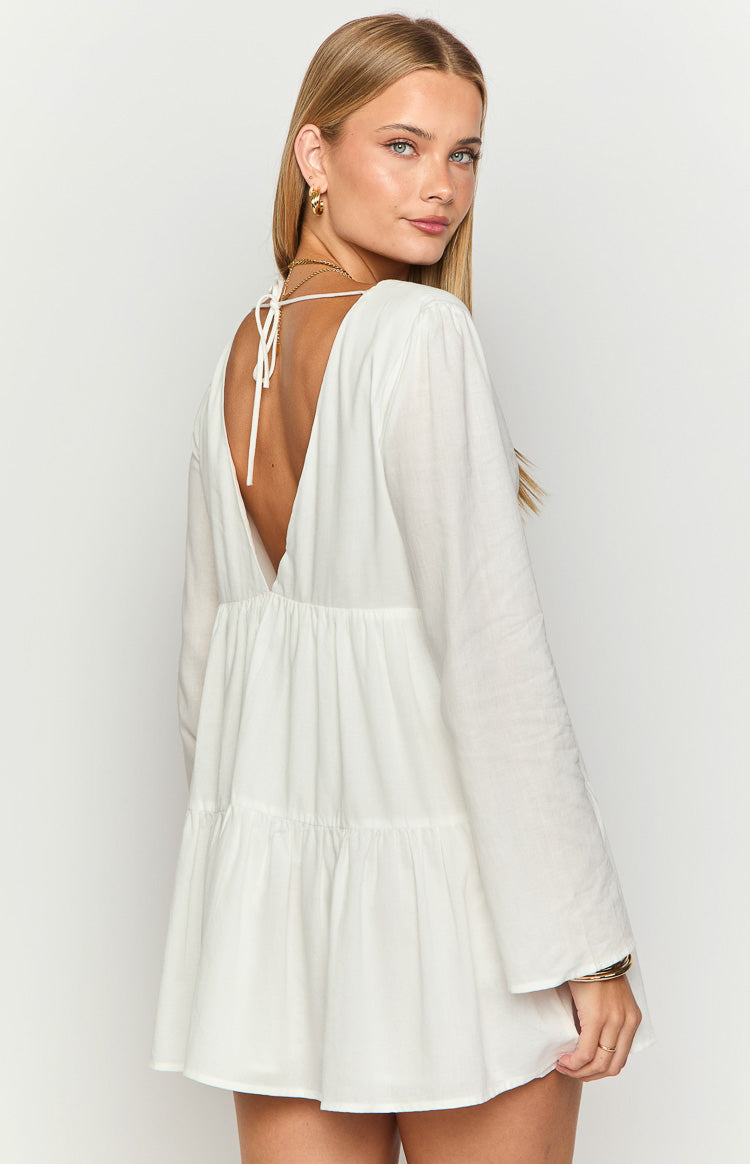 Lucky Heart White Long Sleeve Mini Dress — 5