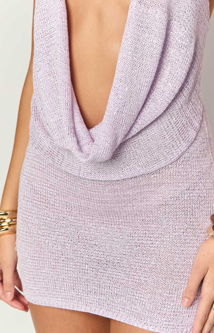Charl Lilac Cowl Neck Mini Dress — 6