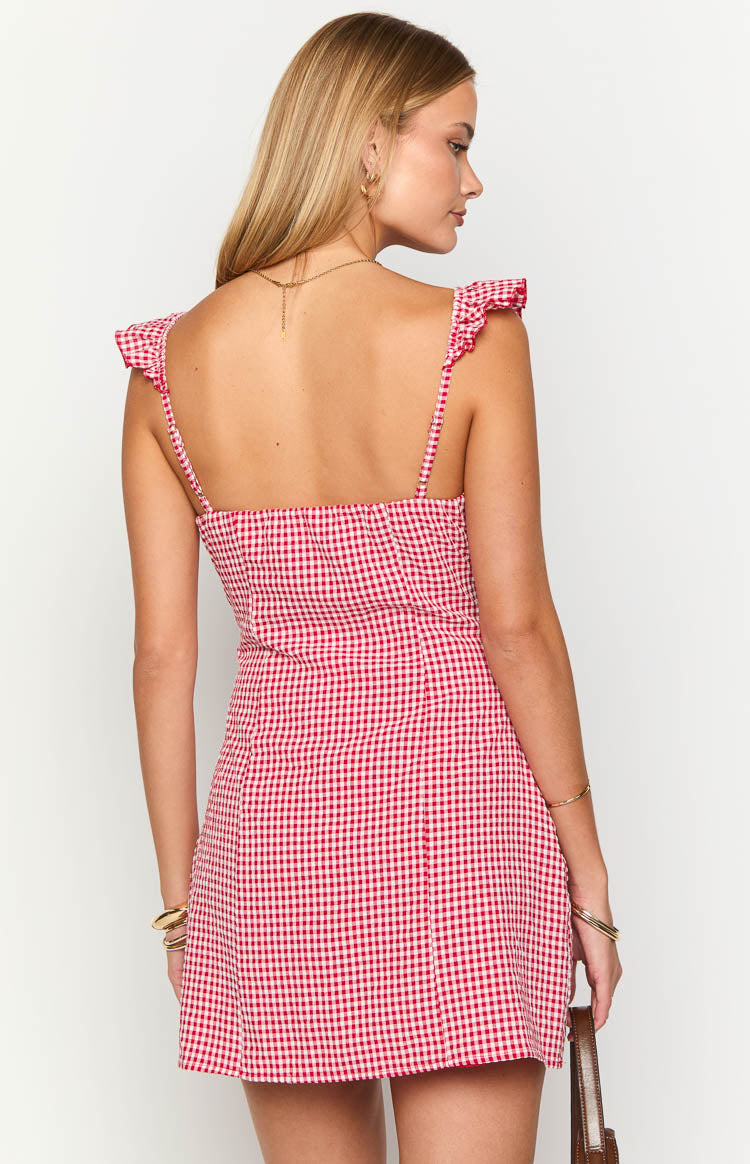Ariette Red Gingham Frill Mini Dress — 5